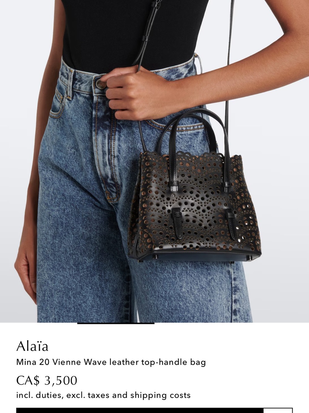 Alaïa Mina 20 Vienne Wave Laser-Cut Crossbody Bag in Black/Brown